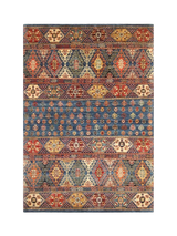 Gooch Oriental Khurjeen Blue Hand-Knotted Rug L177 x W121 cm