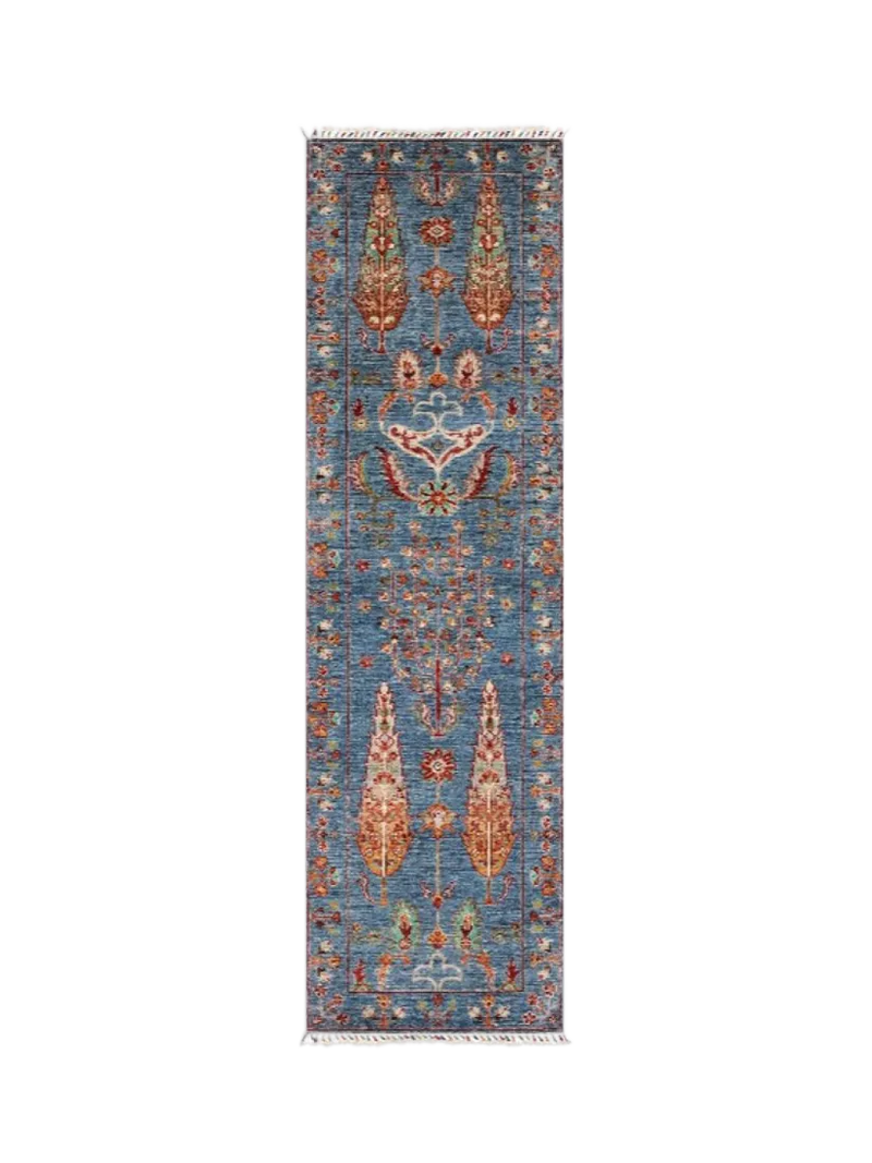 Gooch Oriental Pictorial Runner Rug, Blue, L243 x W70 cm