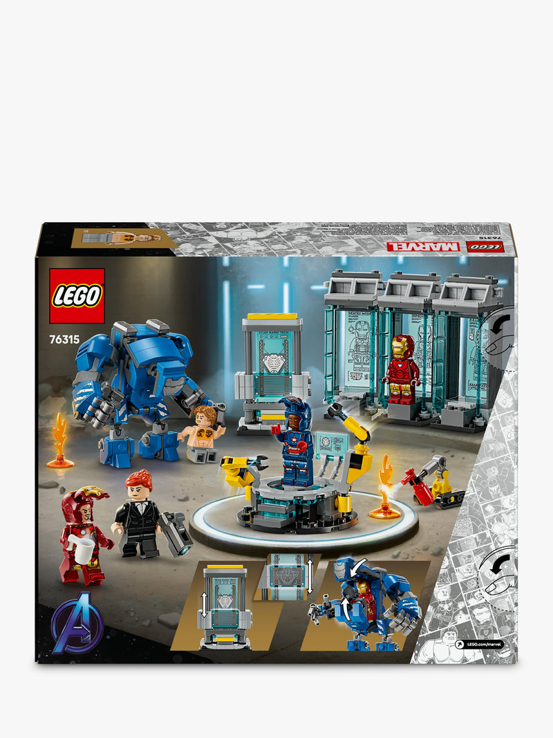 LEGO Marvel Iron Man's Laboratory Hall of Armour building toy, UK version
