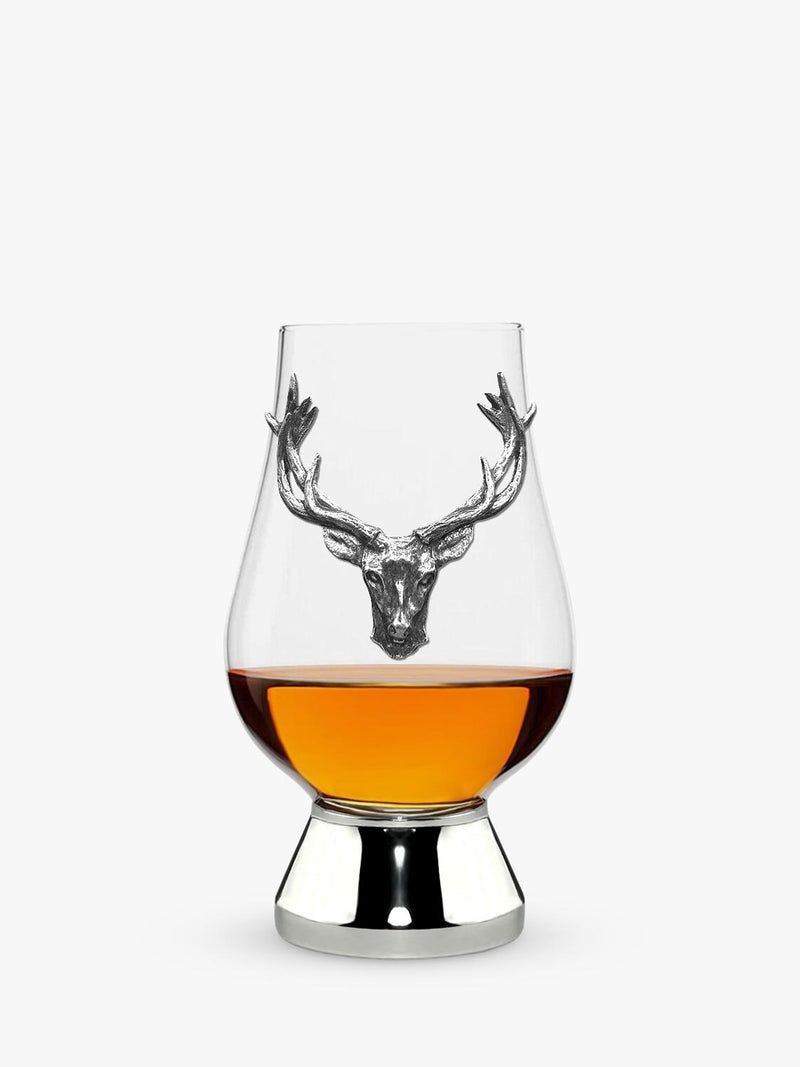 English Pewter Company Glencairn Whisky Crystal Glass Stag Tumbler 200ml - British product