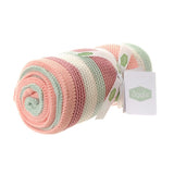 Ziggle Baby Blanket Pink White Green Stripes Cotton 70cm x 90cm