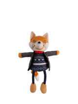 Squeaky Dog Toy with Rope Legs and Hidden Squeaker, Multi-Coloured Fox Character