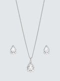 Jon Richard Cubic Zirconia Pear Drop And Pearl Box Set Silver