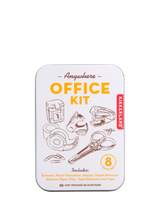 Kikkerland Mini Office Kit 8-Piece Stationery Set Tin Box
