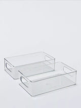Clear Plastic Storage Box, Deep Narrow, Set of 2