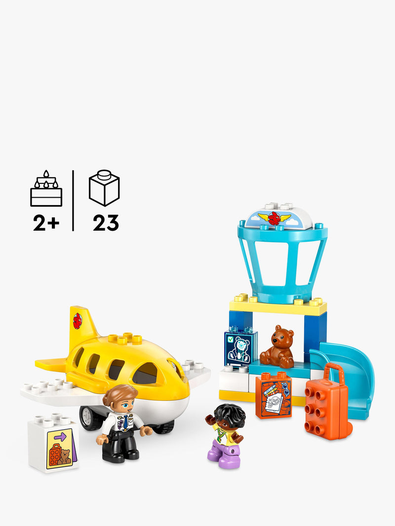 LEGO DUPLO airport playset for toddlers with figures and airplane, UK version