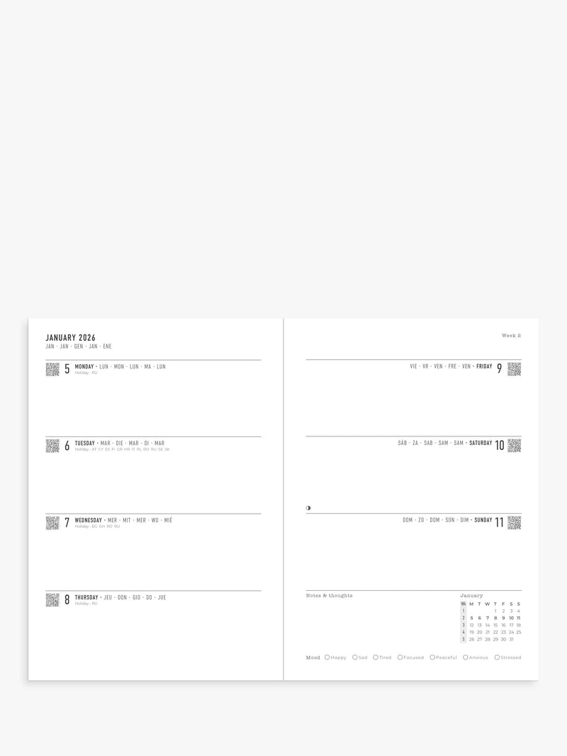 Letts A5 La Belle Week to View 2026 Diary, Vert
