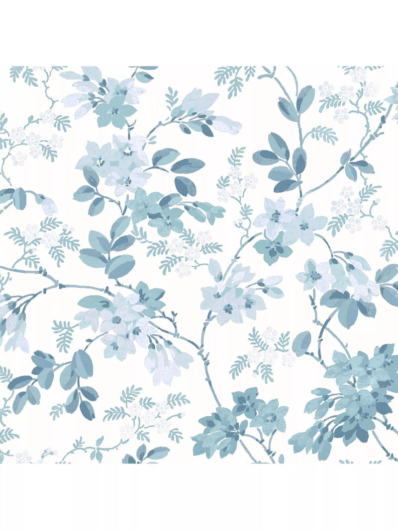 Laura Ashley floral wallpaper with Yewland pattern in Seaspray color, UK version