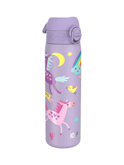 ION8 Unicorn Stainless Steel Leak-Proof Slim Water Bottle Lilac/Multi 600ml