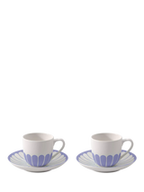 Porcelain Espresso Cup and Saucer Set of 2, 70ml, Blue