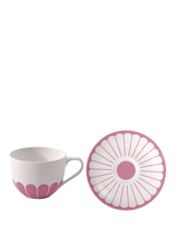 Porcelain Coffee Cup and Saucer Set with Floral Design, 160ml, Cassis