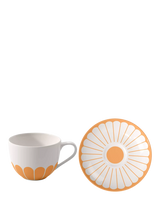 Porcelain Coffee Cup and Saucer Set with Floral Design, 160ml, Soleil