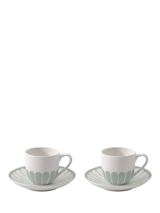 Porcelain Espresso Cup and Saucer Set, 2 Pieces, 70ml, Vert