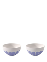 Porcelain Cereal Bowl Set of 2 with Floral Design, 14cm, Bleu