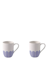Porcelain Mug Set of 2 with Floral Design, 290ml, Bleu
