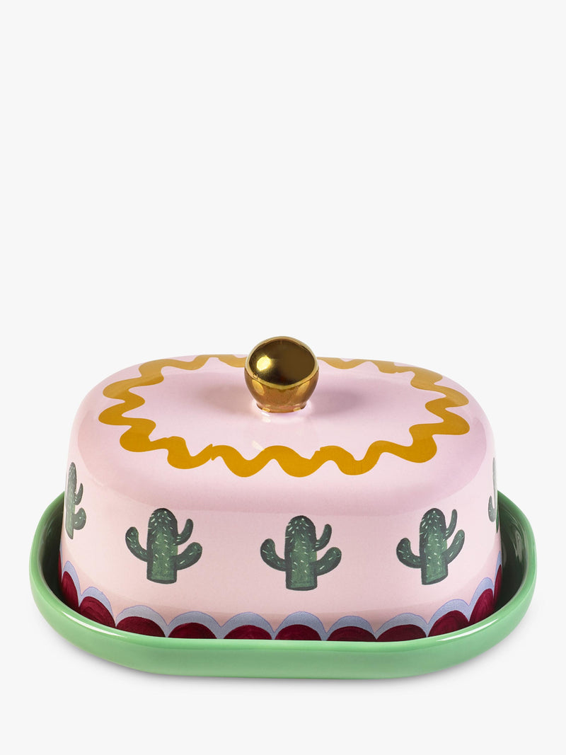 Eleanor Bowmer Electric Coast stoneware butter dish in Multi design - British product