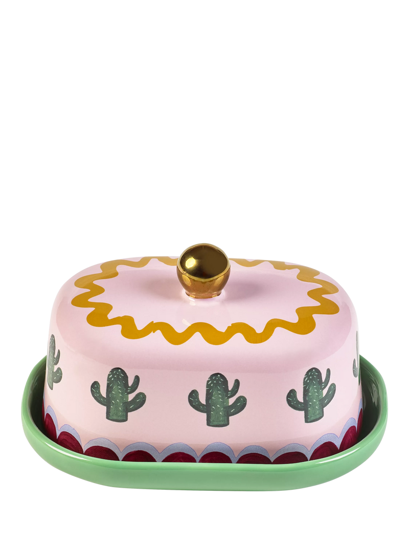 Eleanor Bowmer Electric Coast stoneware butter dish in Multi design - British product