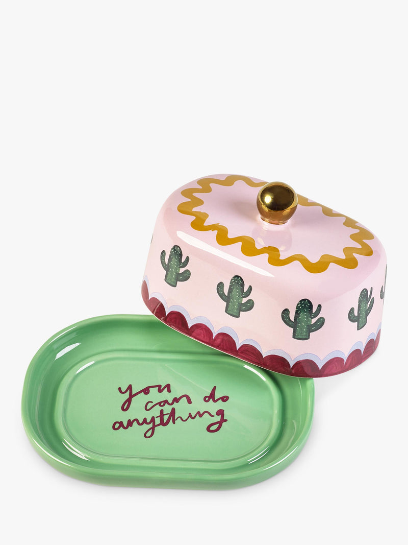 Eleanor Bowmer Electric Coast stoneware butter dish in Multi design - British product