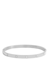 Waterproof Crystal Polished Stainless Steel Bangle with Sterling Silver Finish