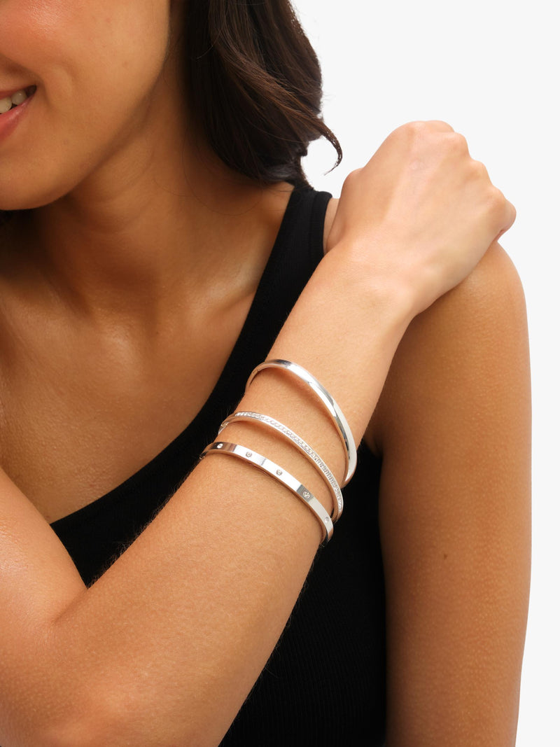 Jon Richard waterproof crystal polished bangle in silver, UK version