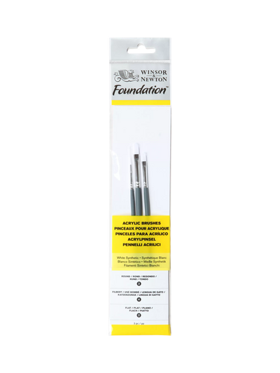 Winsor & Newton Synthetic Paint Brush Set of 3 Round 1, 3, 5 Art Brushes