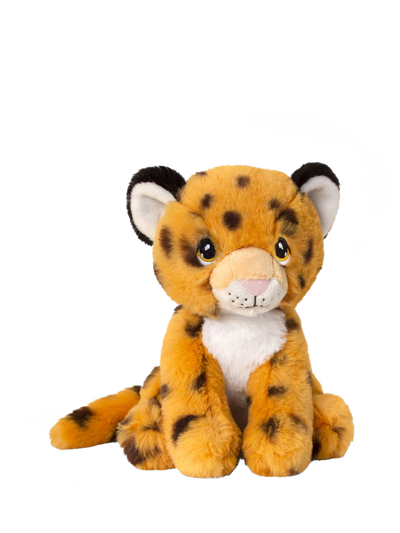 Cheetah Plush Soft Toy with Embroidered Details, 18cm, Made from Recycled Materials