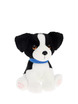 Sitting Border Collie Soft Toy with Embroidered Details and Velvet Collar, 23cm