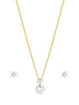 Jon Richard Cubic Zirconia Round Drop Set Gold Earrings