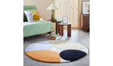 Habitat carved geometric round wool cut pile rug 120cm, UK version
