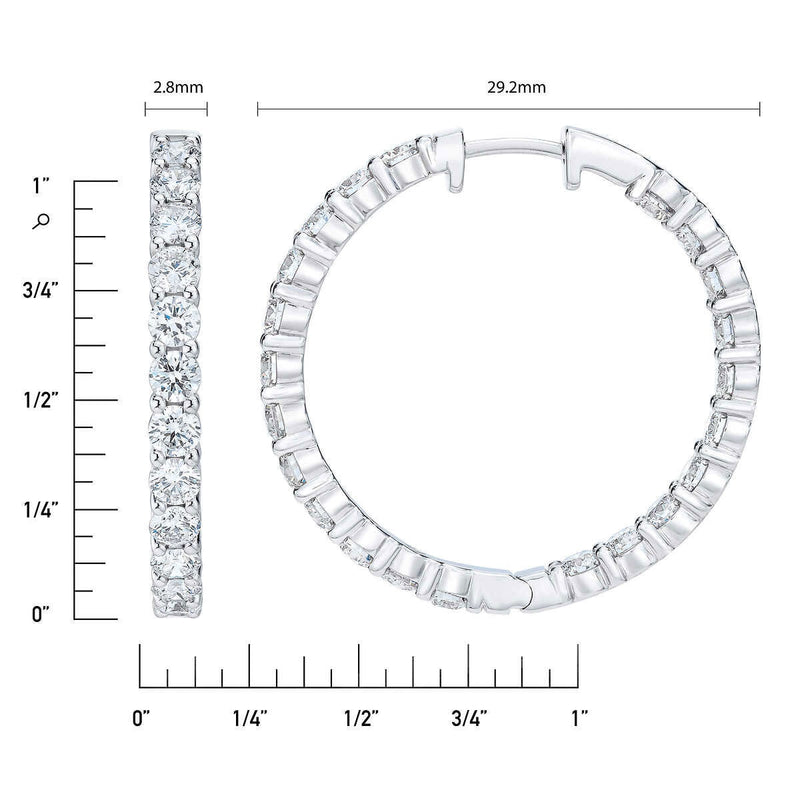 Costco round brilliant cut diamond hoop earrings 4.00ctw 14ct white gold - British product