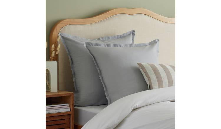 Habitat Cotton Rich 180TC Continental Pillowcase Pair Grey 65x65cm, UK version