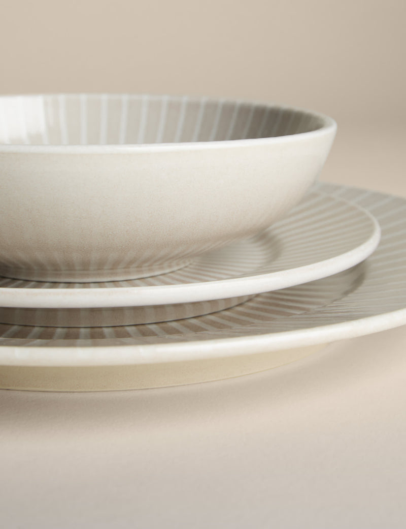 12 piece reactive striped dinner set, imported from the UK