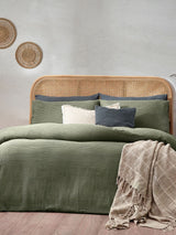 Yard Eucalpytus Green Chunky Waffle 100% Cotton Duvet Cover Set