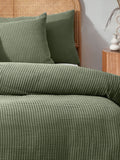 Chunky Waffle Duvet Cover Set in Eucalyptus Green (British brand)