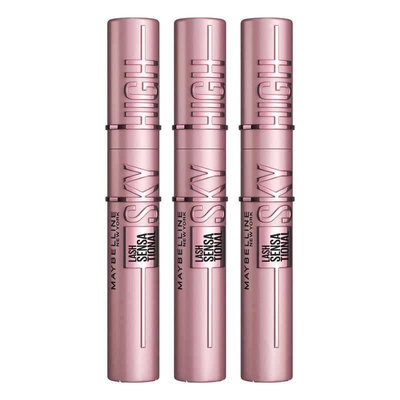 Maybelline Sky High Very Black mascara 3 pack, imported from the UK