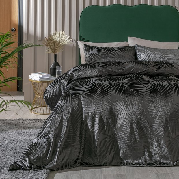 Habitat velvet feather charcoal duvet set super king, UK version