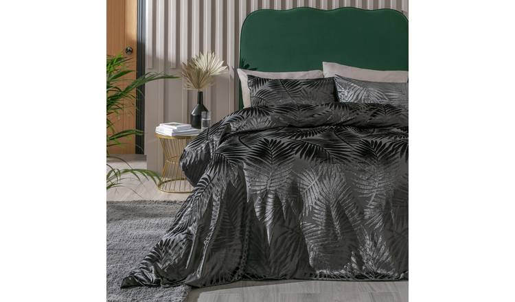 Habitat velvet feather charcoal duvet set super king, UK version