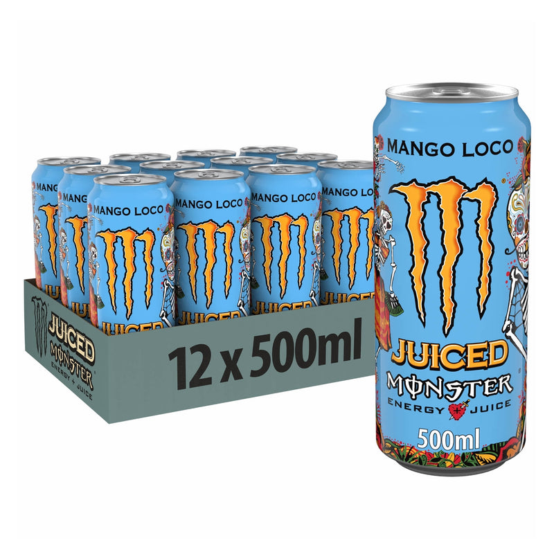 Monster Energy Drink Mango Loco 500ml 12 pack, imported from the UK