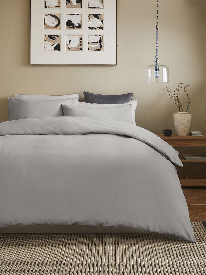 Silver Grey Supersoft Cotton Duvet Cover Set (British brand)
