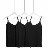 M&S Womens Cotton Rich Strappy Vests, 18, Black
