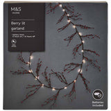 M&S Berry Lit Garland, 6ft, Red