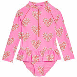 M&S Girls Heart long sleeve swimming costume, 2-3 Years, Multi
