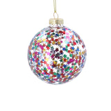Clear Glass Ball Star Confetti Christmas Hanging Decoration