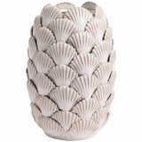 M&S Medium Shell Textured Ceramic Vase, White