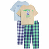 M&S Boys Pure Cotton Checked Pyjama Set, 8-9 Years, Blue
