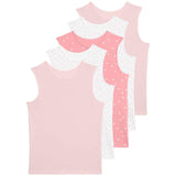 M&S Girls Pure Cotton Heart Print Vests, 8-9 Years, Pink Mix