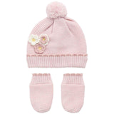 M&S Baby Floral Hat and Mittens Set, 3-6 Months, Light Pink