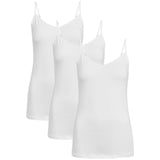 M&S Womens Cotton Rich Strappy Vests, 3 Pack, 16, White