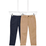 M&S Boys 2pk Cotton Rich Chinos, 2-3 Years Stone/Navy