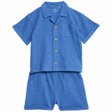 M&S Alfie Polo Top/Short Outfit, 12-18 Months, Blue